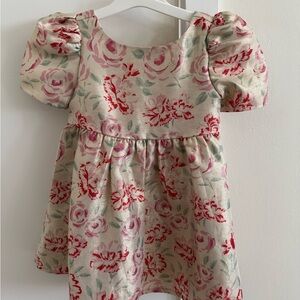Toddler Girls Janie & Jack Floral Puff-Sleeve Dress - Pink Cream (2T)